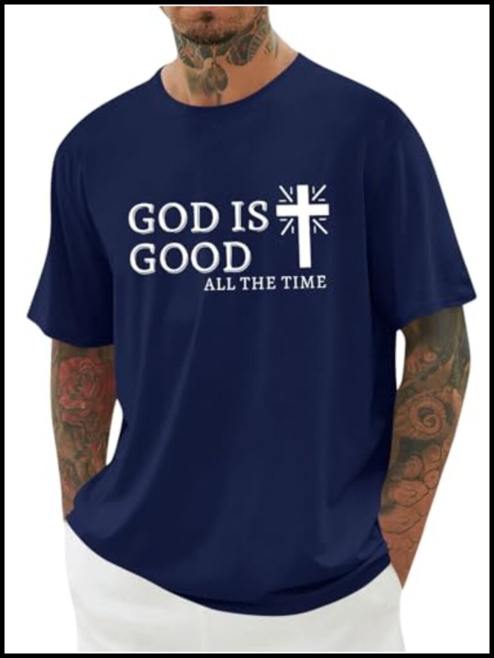 Christian Graphic T-Shirt Short Sleeve Crewneck Cotton Blend Loose Fit Jesus